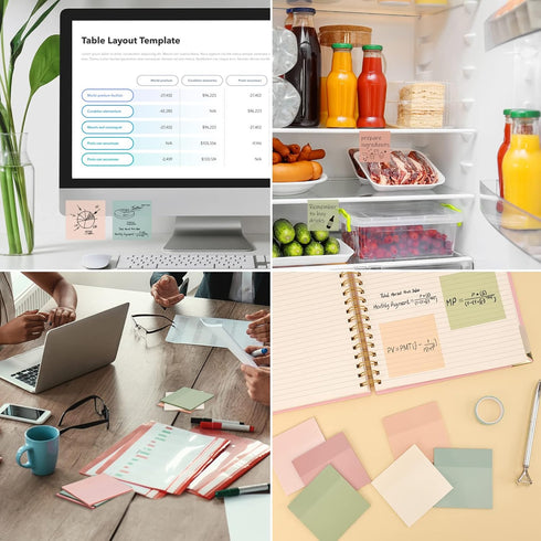 EOOUT Transparent Sticky Notes, 6 Pads 3x3 Inch, 6 Colors Pastel Clear Self-Adhesive Waterproof Translucent Sticky Notes, 300 Sheets, for Bible Ta...