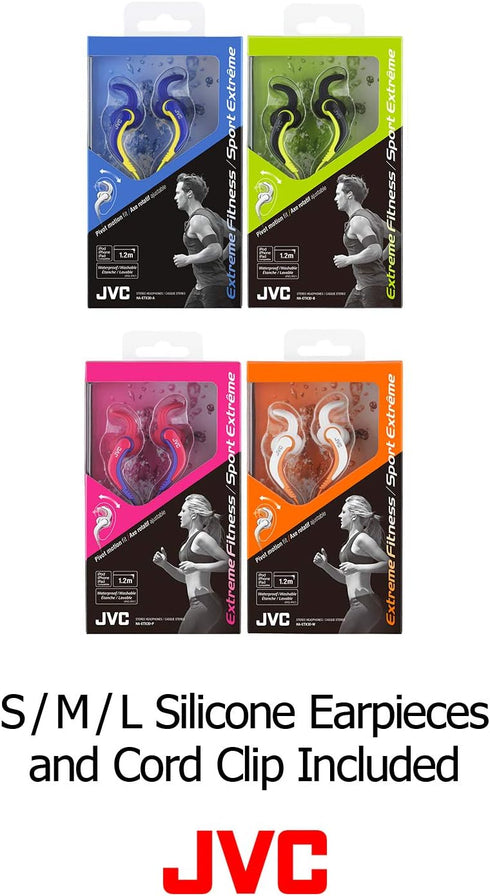 JVC HAETX30W Extreme Fitness Headphones, White/Orange...