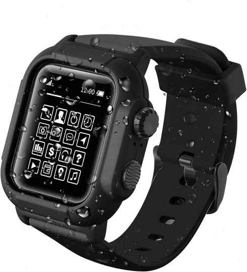 Compatible with for Apple Watch Band Case 42mm 44mm Series 5/4/3, IP68 Waterproof Case with Soft Silicone Band and Anti-Scratch Protector,Compatib...