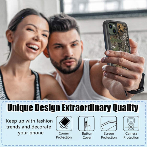 Compatible with iPhone 14 Phone Case, iPhone 13 Case with Screen Protector Shockproof Heavy Duty Protective Case for iPhone 13/14 Men Boys, Camouf...