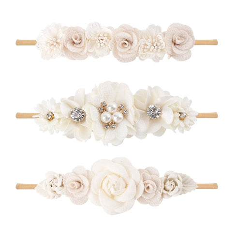 Baby Girl Floral Headband Nylon Flower Crown Elastic Hairband 3pcs Hair Accessories Gift for Girls (30#)...