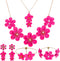 6 Pcs Flower Necklace Earrings and Bracelet Set Floral Jewelry Sets Choker Statement Necklace for Women...