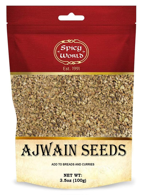 Ajwain Seeds (Carom Seeds) 3.5 oz | Resealable Bag | By Spicy World...
