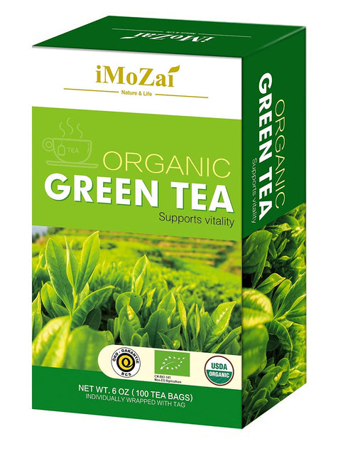 Imozai Organic Green Tea Bags 100 Count Individually Wrapped...