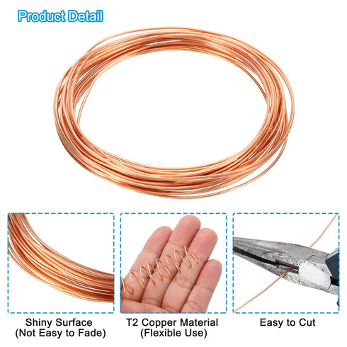 PATIKIL 99.9% Soft Copper Wire, 1Pcs 23Gauge/0.6mm Diameter 7m/22.96ft Spool Pure Copper Craft Wire for Jewelry Making Beading Garden Plants...
