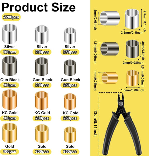 2200PCS Jewelry Crimp Beads Crimp Tubes with Crimping Pliers Crimping Beads for Jewelry Making Beading Supplies Jewelry Making Tools for Earring N...