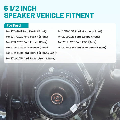 6.5 Inch Front Rear Door Speaker Spacer W/Speaker Wiring Harness for 2012-2020 Ford Mustang/Fusion/Focus/Escape/Fiesta/Edge, 6.5” Speaker Adapter ...