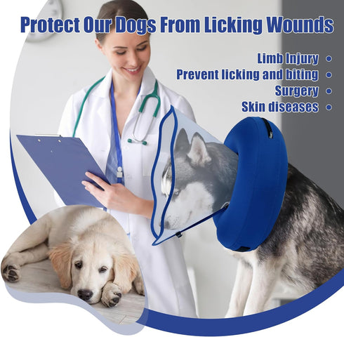 Inflatable Dog Cone Collar,Dog Cone Collar for Large Medium Small Dogs Adjustable Recovery Cone for Pets After Surgery Soft Dog Cone with Enhanced...