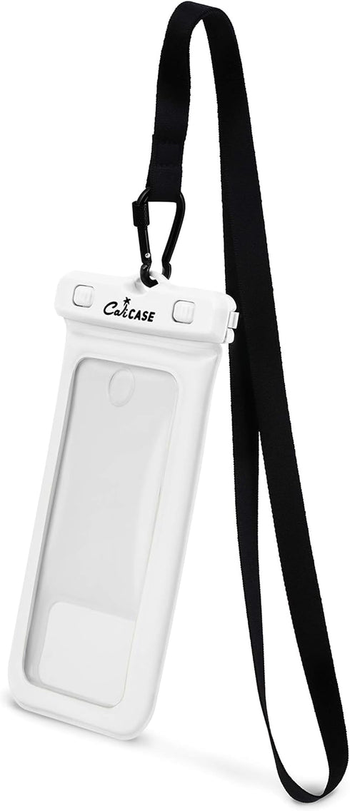 CaliCase Universal Waterproof Floating Phone Pouch - IPX8 Waterproof Floating Phone Case with Lanyard for iPhone X-15/ S20-S24/ Pixel 4-8 - White...