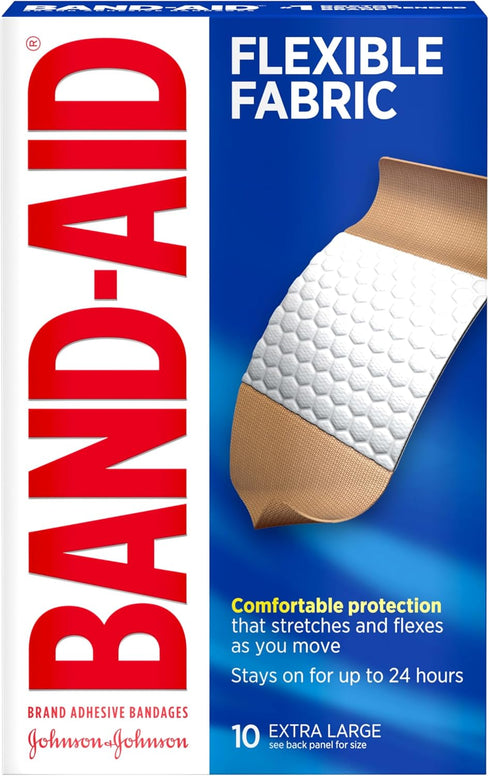 Band-Aid Brand Adhesive Bandages Flexible Fabric, Extra Large, 10 Count (Pack of 2)...