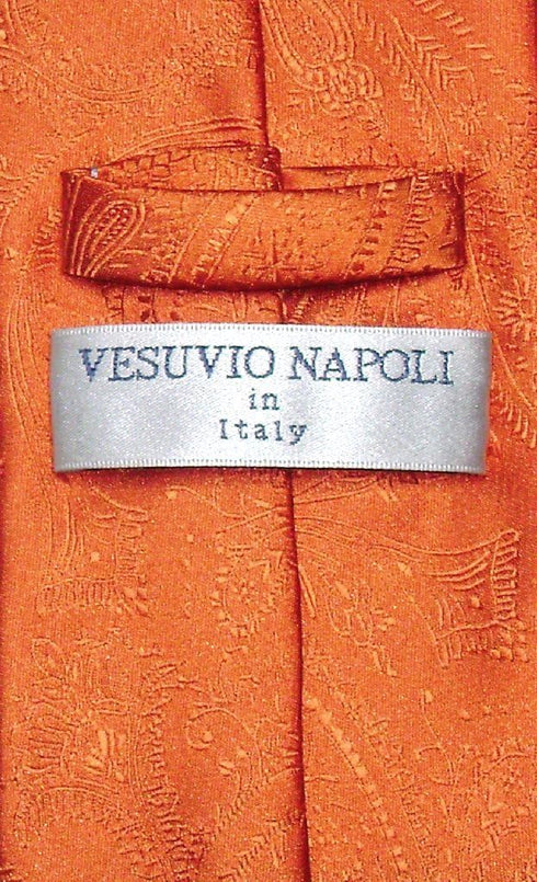 Vesuvio Napoli NeckTie BURNT ORANGE Color Paisley Design Men's Neck Tie...