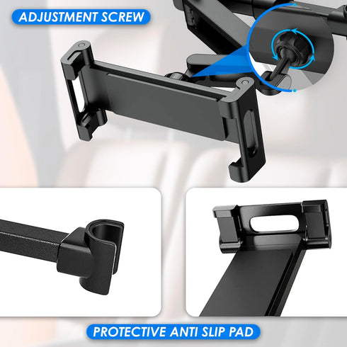 Holder for Car Universal Phone Mount Car Tablet Holder - Black Car Phone Holder Mount iPad Car Holder Back Seat Switch Head Rest Mount - Adjustabl...