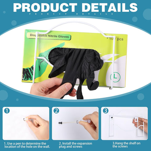 2 Pcs Glove Box Dispenser Glove Box Holder Metal Glove Box Holder Wall Mount Disposable Glove Dispenser Rubber Gloves Facial Tissue Holder for Foo...