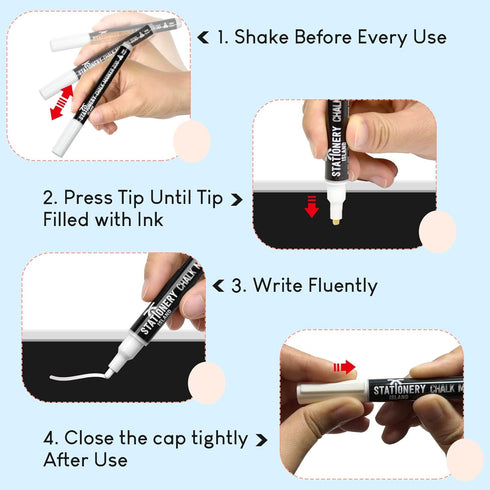 Stationery Island Liquid Chalk Pens White Markers for Blackboards Dry Erase Chalk Marker Pens Wipeable for Chalkboard, Window, Glass, Signs and Mi...