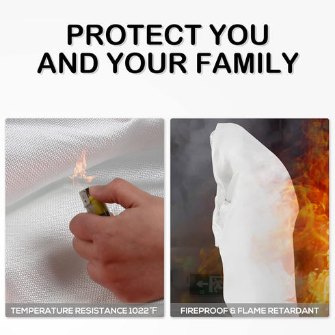 FLASLD Fire Blanket for Home and Kitchen, Fiberglass Fire Blankets Emergency for People, Flame Retardant Protection and Heat Insulation (3 ft x 3 ...