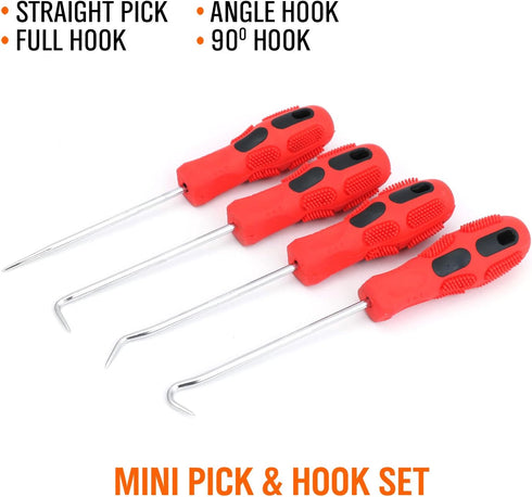 HORUSDY 4-Piece Precision Automotive Hook Set, Car Auto Oil Seal/O-Ring Seal Gasket Mini Precision Hooks Puller Remover...