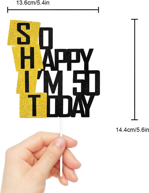 Funny So Happy I'm 50 Today Cake Topper - Glitter Fabulous Fifty Years Birthday Cake Décor - Cheers To Dirty 50th Birthday Party Decoration...