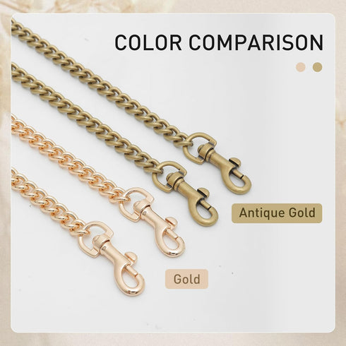 OAikor Antique Gold Purse Chain Strap,Metal Flat Chunky Crossbody Chain Strap Replacement,Compatible with Nolita 19/Tabby 26/Georgie 27 and More c...