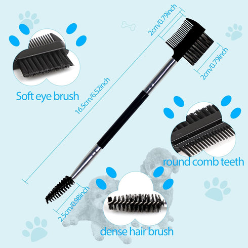 2PCS Dog Tear Comb, Double-Head Dog Eye Brush Dog Eye Cleaning Comb Brush Dog Facial Grooming Comb for Small Dog Cat Tear Stain Remove(Black)...