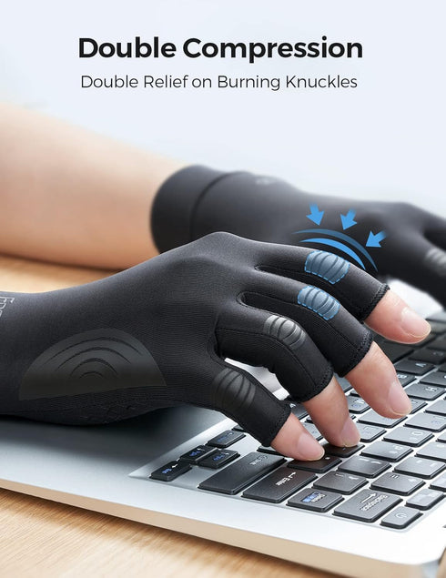 FREETOO Copper Arthritis Gloves for Carpal Tunnel Pain Relief, Strengthen Gloves to Alleviate Hand Pains,Swelling, Fingerless Computer Typing Glov...