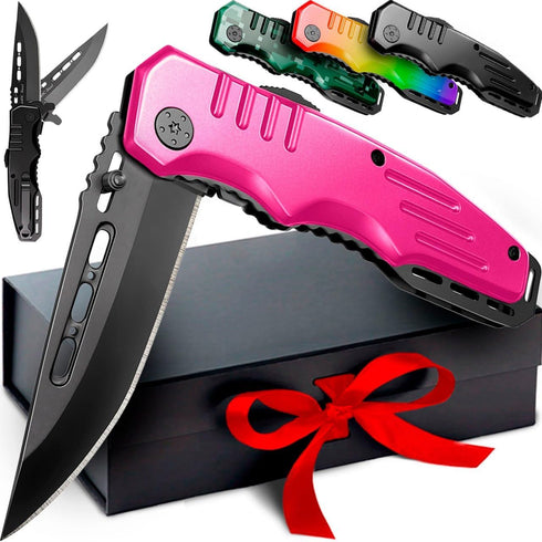 Spring Assisted Pink Knife - Pocket Knife for Women - Self Defense Knife for Women - Pink Knives - Cute Womens Girl Knife - Womens Folding Knife -...