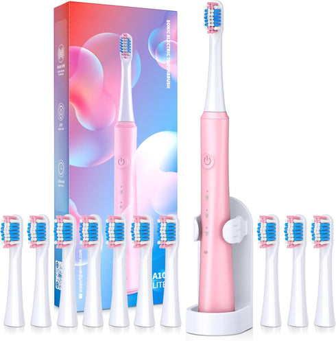 Electric Toothbrush for Adults with Holder and 10 Brush Heads, Rechargeable Toothbrush Electric Fast 2 Hr Charge Last 35 Days, 40000 VPM and 3 Mod...
