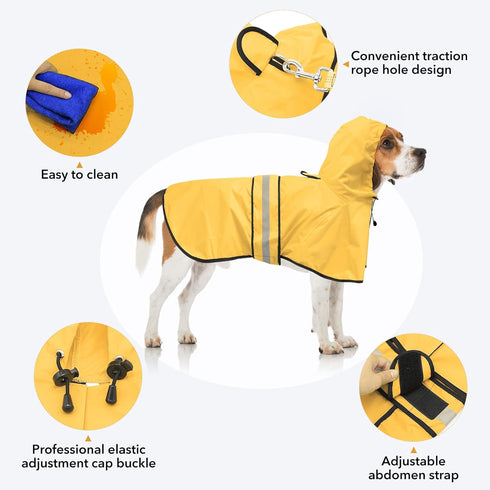 Reflective Dog Rain coats - Waterproof Adjustable Pet Raincoat Jacket, Lightweight Dog Apparel & accessories Raincoat for Small to X- Large Dogs(Y...