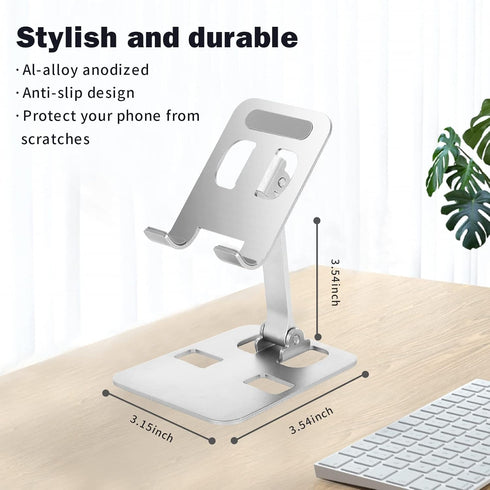 Adjustable Cell Phone Stand, Desk Phone Holder, Foldable Phone Stand for Desk?Compatible with iPhone 14 13 12 11 Pro Xs Max, 4-8'' All Phones?Tabl...