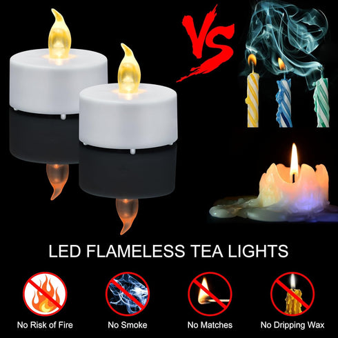 12 Pack Flameless LED Tea Light Candles with Remote Control, Realistic and Bright Flickering Long Lasting 400 Hours, Decorative for Wedding Party ...
