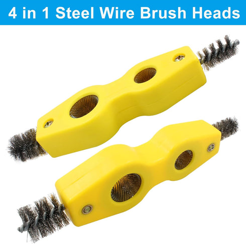 1 Pcs 4-in-1 Copper Tubing Brush Copper Pipe Cleaner Tool Steel Bristles Deburring Brush Cleans Inside and Outside Wire Brush for Plumbing Install...