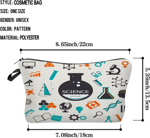Science Cosmetic Bag for Women Cute Small Makeup Bag for Purse Travel Toiletry Zipper Pouch for Girls Gift for Students Science Makeup Bag for Her...
