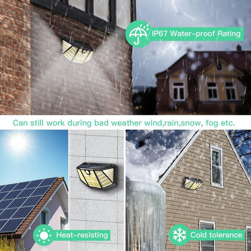 2Pack Solar Light Outdoor IP67 Waterproof 3Light Modes -Upgraded High-Brightness 310LED Sensor Lights for Garden, Wall, Parking Lot,Hallyway...