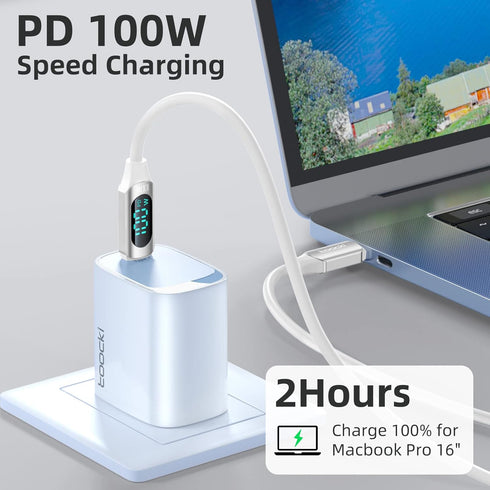 100W USB C to USB C Cable 2Pack 6.6FT Silicone USB C Cable 5A USB Type C Fast Charging Cable with LED Display for Samsung Galaxy A54 A44 A34 A24 A...