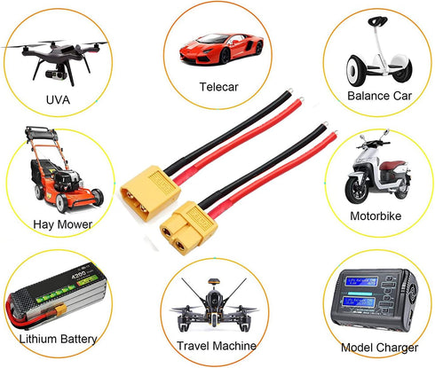5 Pairs XT90 Pigtail,XT90 Male and Female Plug,XT90 Connector Adapter with 10cm 14AWG Silicone Wire for RC Lipo Battery FPV Racing Drone…...