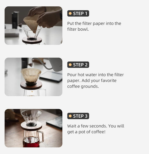 Coffee Dripper, Resuable Pour Over Coffee Maker With Walnut Pedestal, Detachable Pour Over Coffee Dripper, Single Cup Coffee Pour Over, 02 (Borosi...