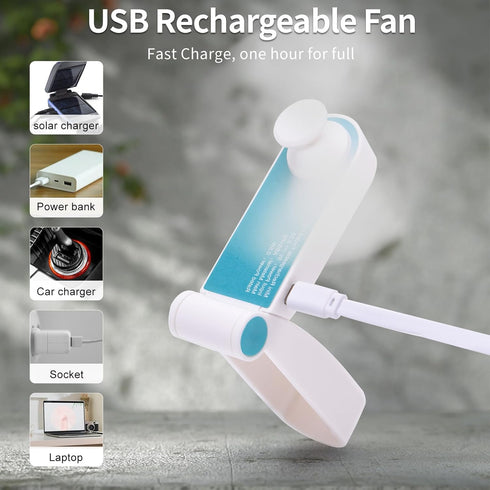 Personal Handheld Fan, Mini Portable Pocket Fan, Small Travel Eyelash Fans USB Rechargeable for Home Sports Outdoor Travel, 2 Speed Powerful Wind ...