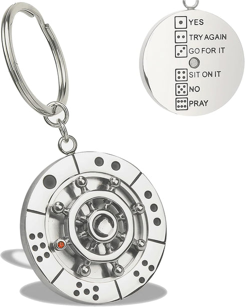 Stainless Steel Spinning Key Chain Fidget Key Ring Unique Gift Dice Gaming Stress Reliever Decision Maker Novelty Gift for Her Him...
