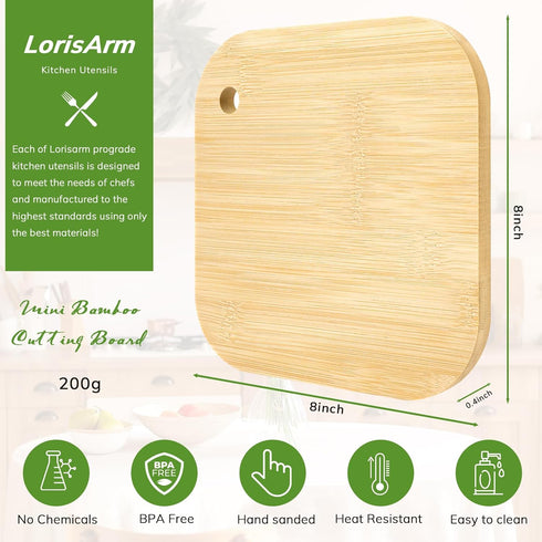 Small Bamboo Wood Cutting Board 8"Mini Lightweight Wooden chopping boards for Fruit, Vegetable, Camping Trip....