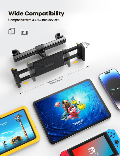 Lamicall Car Tablet Headrest Holder - Car Back Seat Headrest Tablet Mount Stand for Kids, Road Trip Essentials, Compatible with 2024 iPad Pro 11/1...