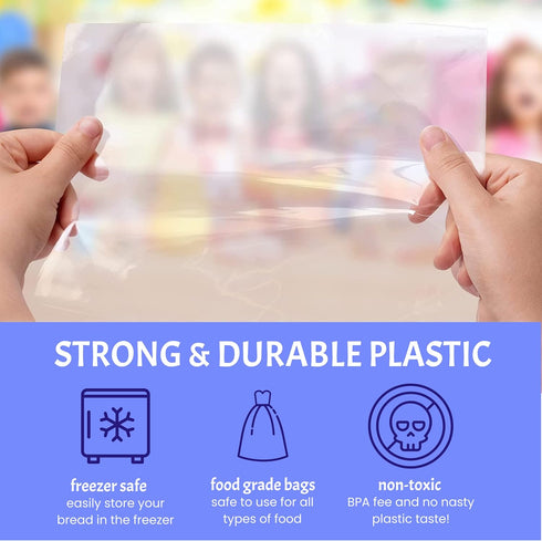 Reusable Plastic Bread Bags for Homemade Bread - 8x12 100 Pack Clear Bread Bag with Ties For An Airtight Moisture-free Preservation and Storage- S...