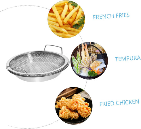 1 Set Mesh Drain Pan Oil Draining Net Egg Steamer Rack Stovetop Barbecue Grill Fried Food Serving Tray Roasting Pans for Ovens Stainless Steel Foo...