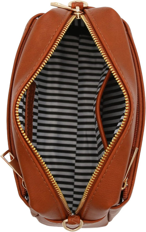 FashionPuzzle Triple Zip Small Crossbody Bag...