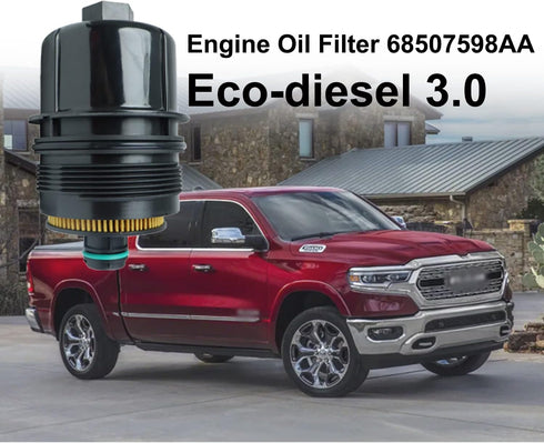 68507598AA Eco-diesel Engine Oil Filter Replacement for 2020 2021 Jeep Wrangler JL / 2021 Jeep Gladiator / 2020 2021 Ram 1500 3.0L Diesel 68498720...