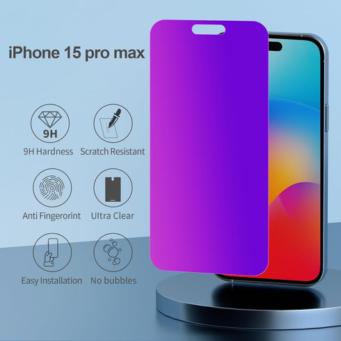 Compatible for iPhone 15 Pro Max Privacy Screen Protector Tempered Glass 6.7 Inch, Purple Gradient Anti Spy Anti Blue Light HD Easy Installation.....