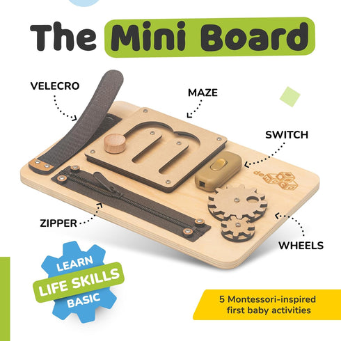 deMoca Busy Board for 1 Year Old, Sensory Toy for Toddlers, Montessori Travel Toys with Educational Activities for One Year Old and 2 Years Old, G...