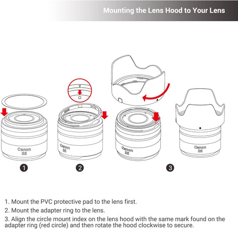 RF 35mm Tulip Flower Lens Hood Shade Fit for Canon RF 35mm F1.8 MACRO IS STM Lens Replaces Canon EW-52 Hood on Canon EOS R6 R5 RP R Cameras...
