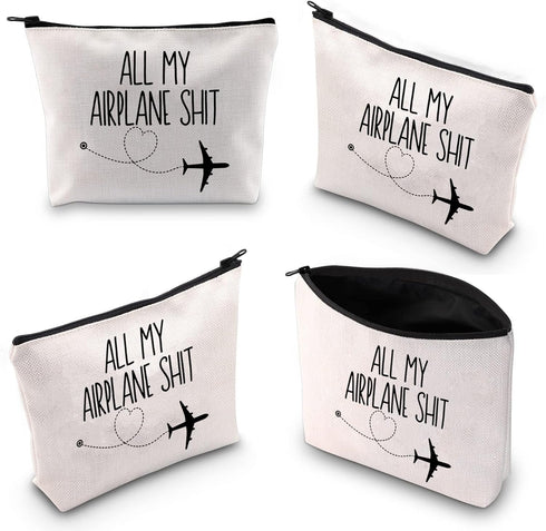 All My Airplane Sh*t Accessory Pouch Traveler Makeup Bag Charger Pouch Flight Attendant Cosmetic Bag (AIRPLANE)......