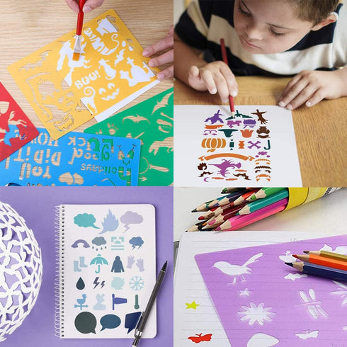 Drawing Stencils Set for Kids, 20 pcs DIY Drawing Template,Bullet Journal Stencil,Over 300 Different Patterns,Reusable Washable Craft...