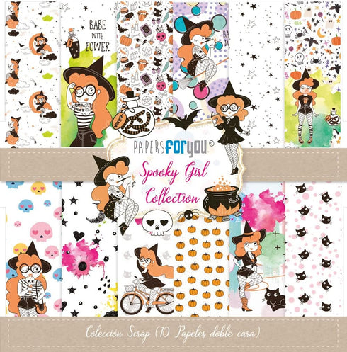 Papers For You - Scrapbooking and Craft Paper Kit | "Spooky Girl" Collection | Includes 10 Double Sided Papers with Different Designs | Size 12" x...