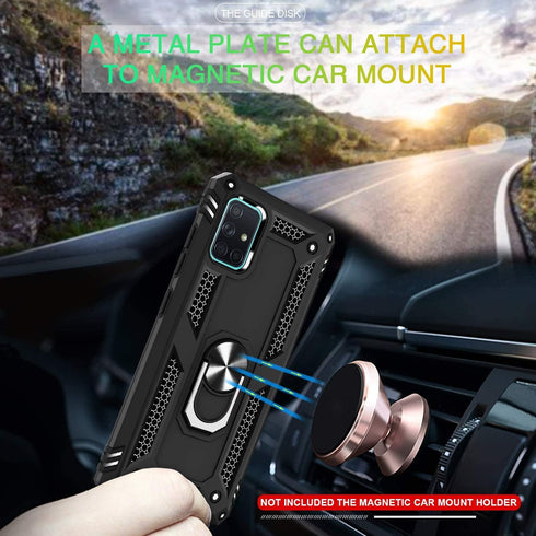 TJS Compatible with Samsung Galaxy A51 5G Case (Not Fit Galaxy A51 4G), with Tempered Glass Screen Protector Metal Ring Magnetic Support Kickstand...